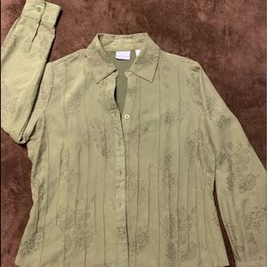 Kim Rogers top, long sleeve, olive green, size PM
